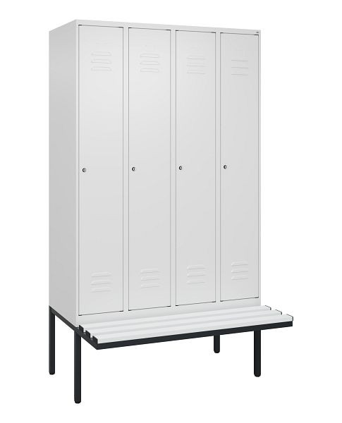 C+P Umkleidespind Classic PLUS, 4 Abteile, 2120x1200x815mm, 9016/9016, Zylinderschlösser, 3 Doppel-Haken, 0800407-40 S10029
