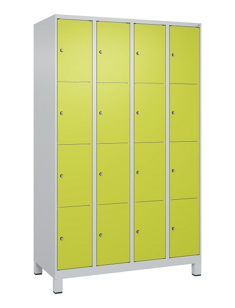 C+P Schließfachschrank Classic PLUS, Füße, 4 Abteile mit je 4 Fächern, 1950x1200x500mm, 7035/0024, 080010-404 S10010