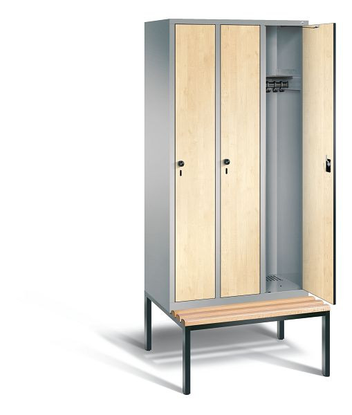 C+P Garderobenschrank Evolo, H2090xB900xT815mm, Farbe: Weißaluminium / Dekor Donau-Ahorn, 48050-30 S10641