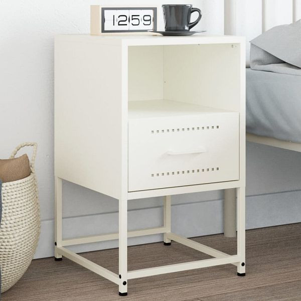 vidaXL Nachttisch Weiß 36x39x60,5 cm Stahl, Material: Stahl, 846564