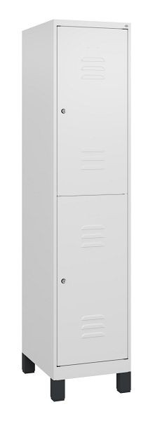 C+P Doppelstöckiger Spind Classic PLUS, Füße, 1800x400x500mm, 9016/9016, Zylinderschlösser, 0803107-12 S10029