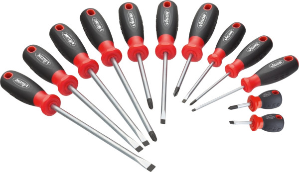 VIGOR Schraubendreher Satz, Schlitz Profil, Kreuzschlitz Profil PH, 0,6 x 3 - 1,6 x 10, PH0 - PH3, Anzahl Werkzeuge: 11, V4655