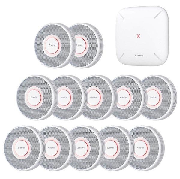 X-Sense XS0B-MR121 RF-Rauchmelder-Set mit WLAN-Basisstation SBS50 und 12x Smart-Rauchmelder XS0B-MR, xs0b121