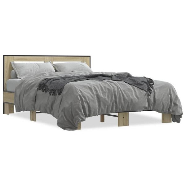 vidaXL Bettgestell Sonoma-Eiche 140x190 cm Holzwerkstoff und Metall, 3280113
