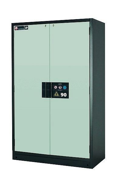 asecos Sicherheitsschrank Q-CLASSIC-90, Q90.195.120 in lichtgrau RAL 7035 mit 4x Auszugswanne Standard (Edelstahl), 30001-041-30018