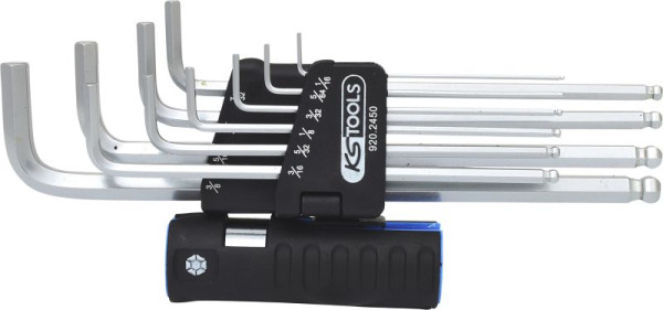 KS Tools 3 in 1 Innen6kant-Winkelstiftschlüssel-Satz, 10-teilig XL, Kugelkopf, Zoll, 920.2450