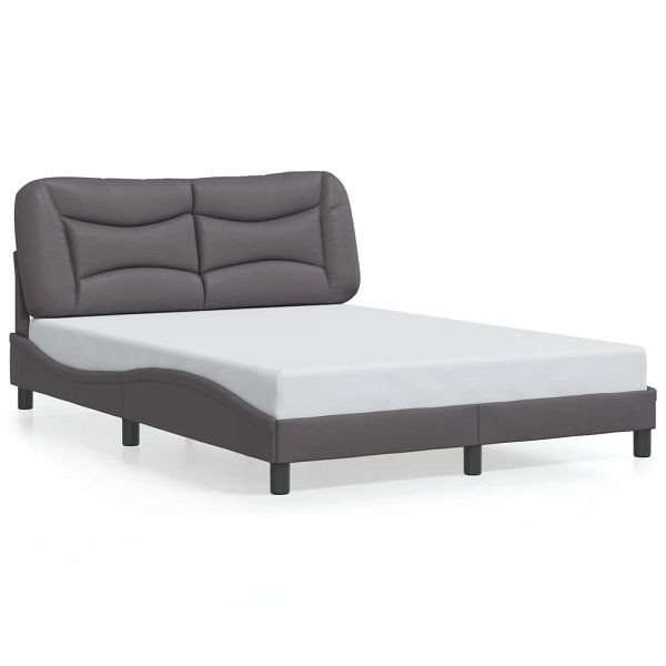 vidaXL Bettgestell mit LED Grau 120x200 cm Kunstleder, 3213923