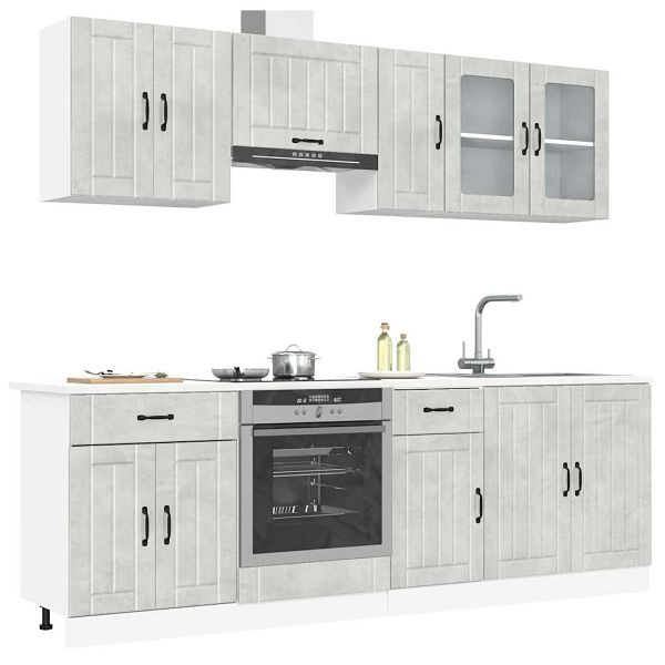 vidaXL 8-tlg. Küchenschrank-Set Kalmar Betongrau Holzwerkstoff, 3314835