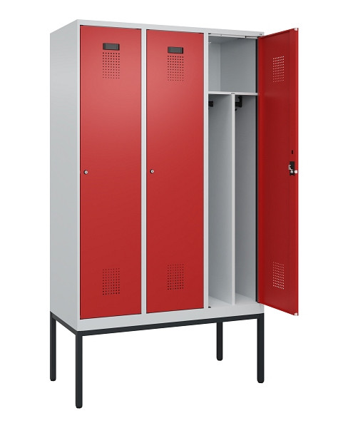 C+P Spind Evolo PLUS, Gestell, 3 Abteile, 2120x1200x500mm, 7035/3020, Verschluss Zylinderschloss, 0490307-32F S10032