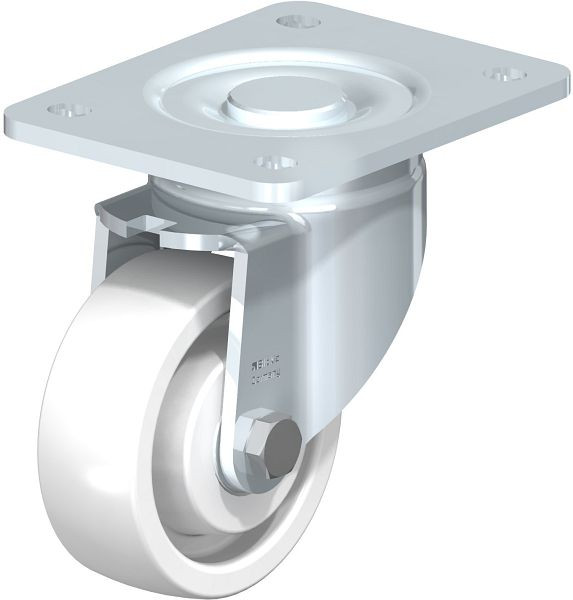 Blickle LH-SPO 100K-3 Stahlblech-Lenkrolle, Schwerlast-Ausführung, mit Anschraubplatte, Polyamid, Weiß, 365692