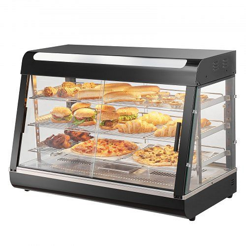 VEVOR 3-stufiger Kommerzieller Speisenwärmer Pizzaschrank 1,5 kw Display Döner, TYZSJ3C35YCYVLBNLV2
