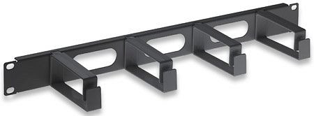 INTELLINET Kabelmanagement für 19"-Schränke, 1 HE, 4 große Kunststoffringe, schwarz, 711074