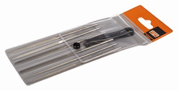 Bahco Nadelfeilenset, 6-teilig, 140 mm, Kunststofftasche, Hieb 4, 2-470-14-4-0