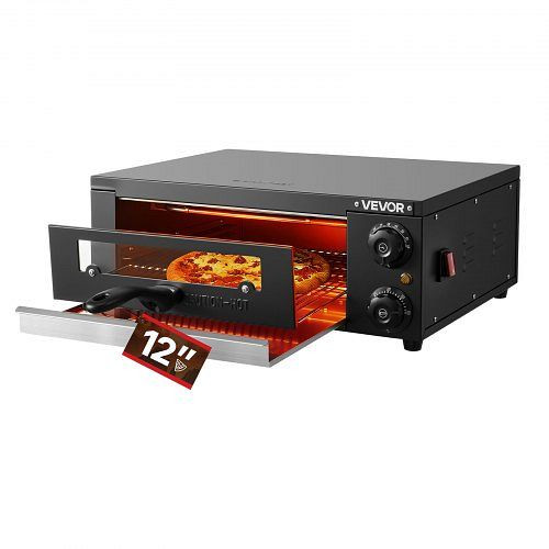 VEVOR elektrischer Pizzaofen, 30 cm, 25-300 °C, 1450 W, mit Zeit- & Temperaturregelung, Grillrost, für Küche & Gastronomie, CLMDRPSLDCSXUXGHY001V2