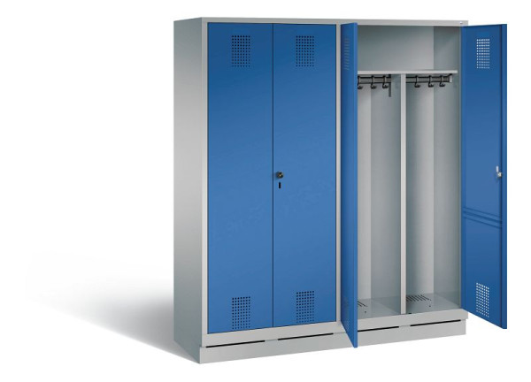 C+P Schwarz-Weiss-Spind Evolo, H1800xB1590xT500mm, Farbe: Weißaluminium / Enzianblau, 48022-42 S10070