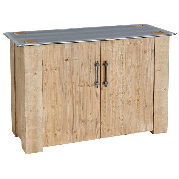 Mendler Sideboard HWC-L76, Kommode Schrank, Industrial Massiv-Holz MVG 80x120x48cm, natur mit Metall-Optik, 117608