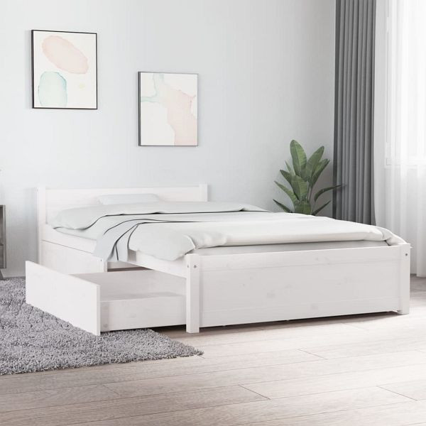 vidaXL Bett mit Schubladen Weiß 100x200 cm, 3103489