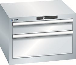 LISTA Schubladenschrank 27x27E (BxTxH) 564x572x383mm KEY Lock, Lichtgrau, 2 Schubladen, Fronthöhen: 100 - 200 mm, 78.467.020