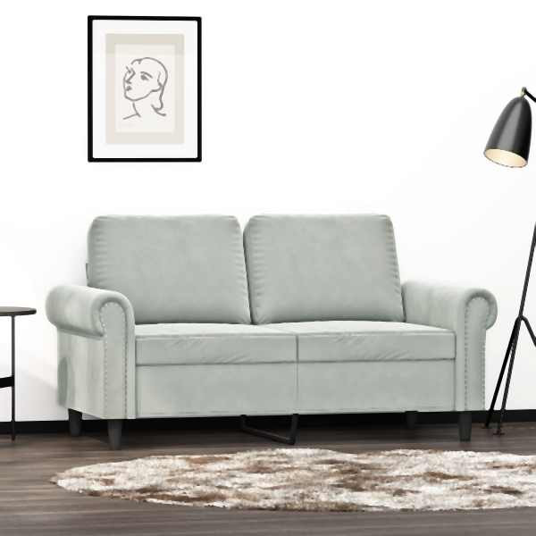 vidaXL 2-Sitzer-Sofa Hellgrau 120 cm Samt, Füllung: Schaumstoff, 359519