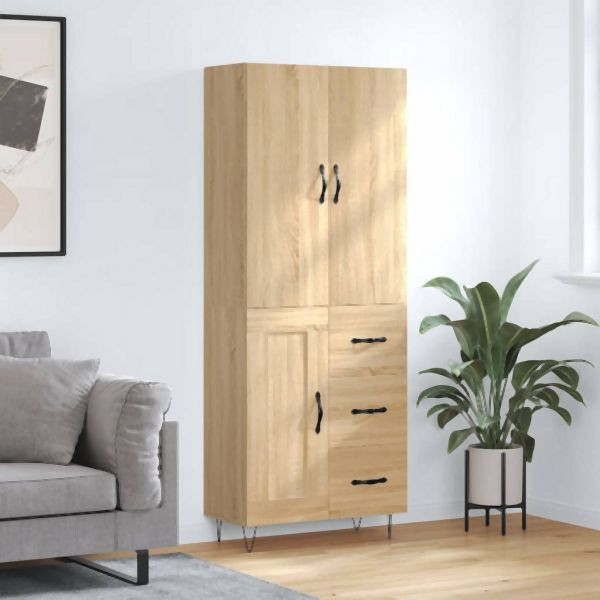 vidaXL Highboard Sonoma-Eiche 69,5x34x180 cm Holzwerkstoff, 3198108
