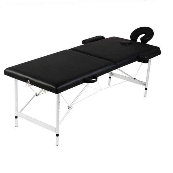 vidaXL Massageliege Klappbar 2-Zonen mit Aluminiumgestell Schwarz, 110088