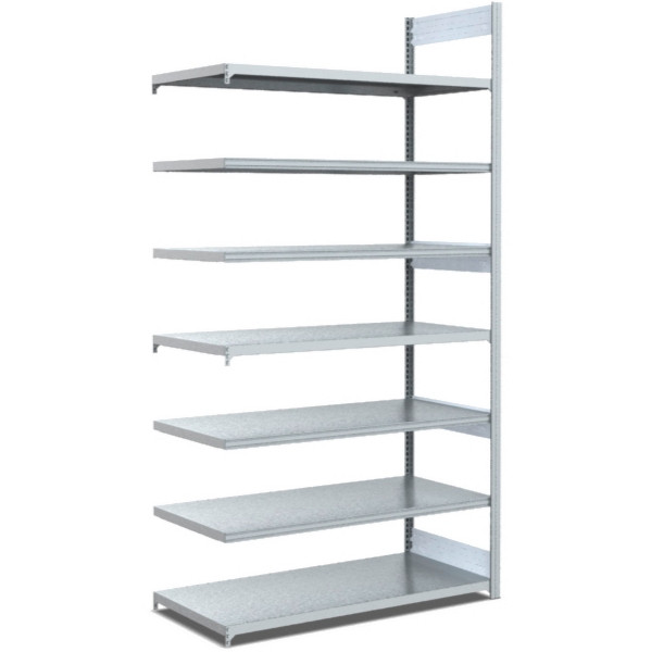 BITO Fachbodenregal zweiseitige Nutzung Anbaufeld 40mm-Boden Set /Archivregal 100kg 2499x996x624 verzinkt, C1241-0003