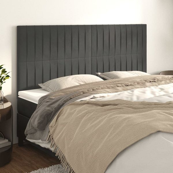vidaXL Kopfteile 4 Stück Dunkelgrau 80x5x78/88 cm Samt, 3116625