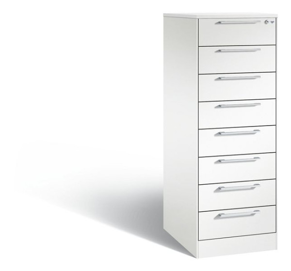 C+P Karteischrank Asisto, H1310xB440xT600mm, Farbe: Verkehrsweiß, Bügelgriff, 146225-822 S10033