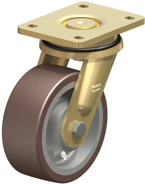 Blickle LS-GB 152K Stahlgeschweißte Schwerlast-Lenkrolle, schwere Drehkranz-Ausführung, Blickle Besthane®, Braun, 755030