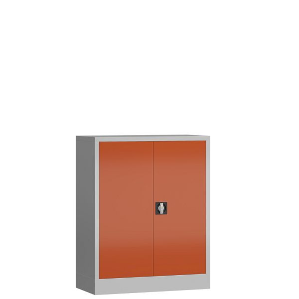 Lüllmann ClassiX Flügeltürenschrank, 1000 x 800 x 380 mm, lichtgrau/feuerrot, X-530314