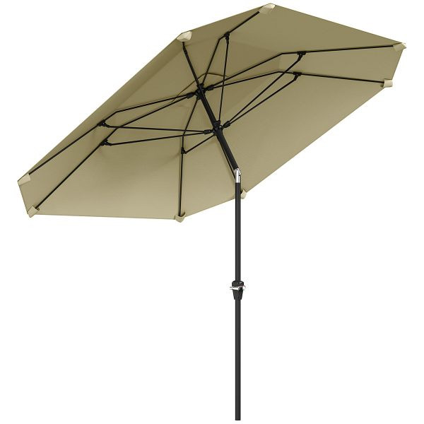 Outsunny 2,3 m Sonnenschirm ohne Basis, Verstellbarer Terrassenschirm mit Kurbel, Polyester, Aluminium, Fiberglas, Beige, 84D-386V00BG
