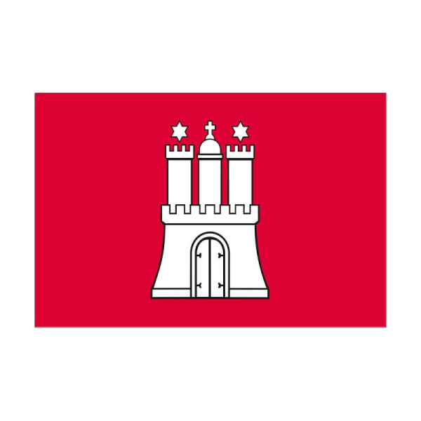 Stein HGS Landesflagge Hamburg, 150 x 250 cm (Querformat), mit Seil und Schlaufe, FlagTop 110 g/m², für Fahnenmasten ab 8 m, ohne Hohlsaum, 26314