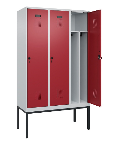 C+P Spind Evolo PLUS, Gestell, 3 Abteile, 2120x1200x500mm, 7035/3003, Verschluss Drehriegel, 0490307-32F S10004