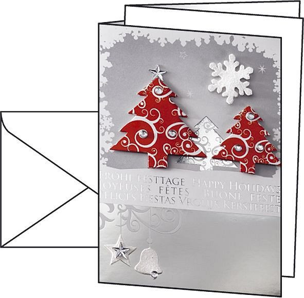 sigel Weihnachts-Karten "Three Trees" - A6 (A5), Handmade, VE: 10 Stück, DS454