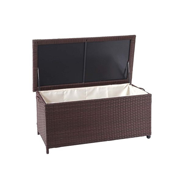 Mendler Poly-Rattan Kissenbox HWC-D88, Gartentruhe Auflagenbox Truhe, Premium braun, 51x100x50cm 170l, 64591