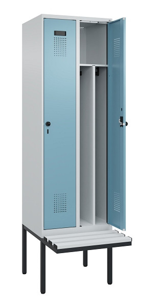 C+P Spind Evolo PLUS, 2 Abteile, 2120x600x815mm, 7035/0010, Drehriegel, Material Sitzfläche Kunststoff, 0490407-20F S10063