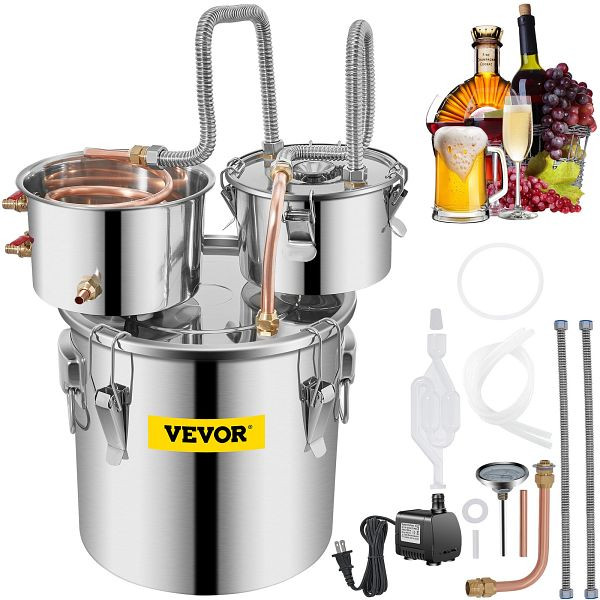 VEVOR 2,7 UK GAL Alkohol Distiller Behälter mit Wasserkreislaufpumpe für die Fermentation, ZLSJ3GALSLNTZLQDBV2