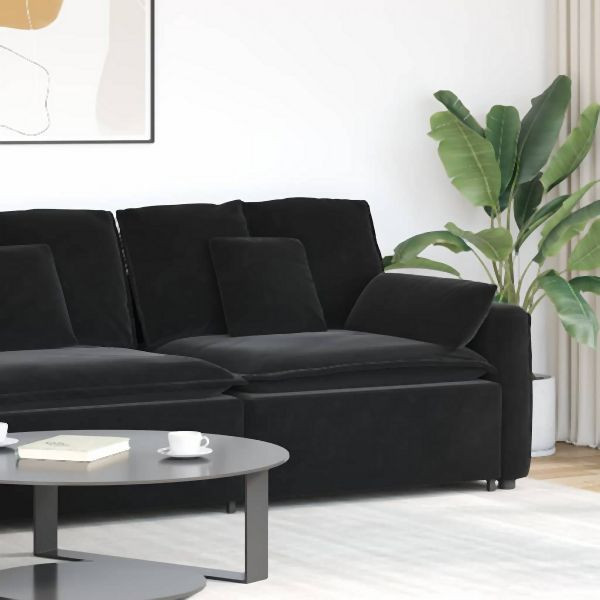 vidaXL Modulares Sofa Endmodul mit Armlehne Kissen Schwarz 100 cm, 4104404