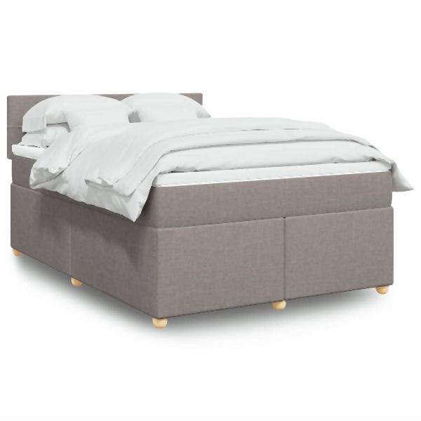 vidaXL Boxspringbett mit Matratze Taupe 140x200 cm Stoff, 3286707