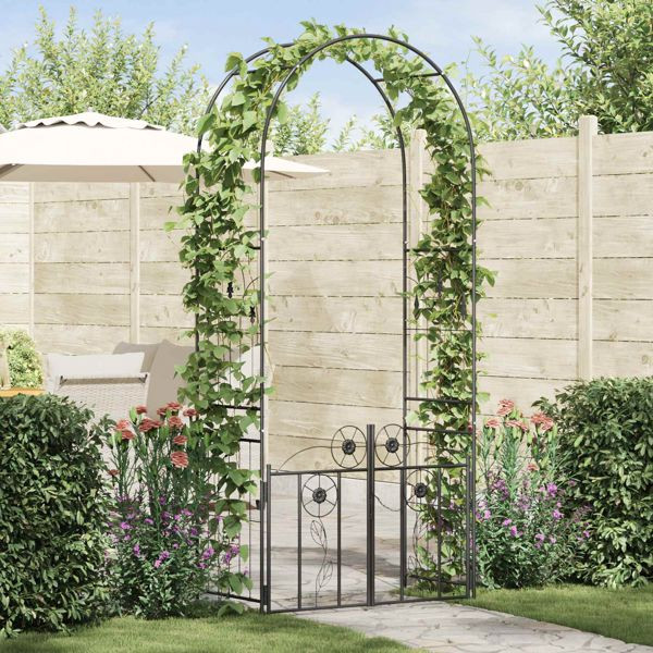 vidaXL Gartenbogen Uni Schwarz 102 x 50 x 218 cm, 42021344