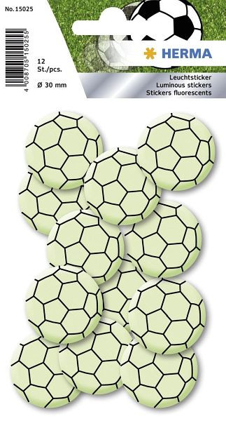 HERMA 15025 Leuchtsticker Fußball Mini, VE: 10 Stück, 15025, 4008705150255