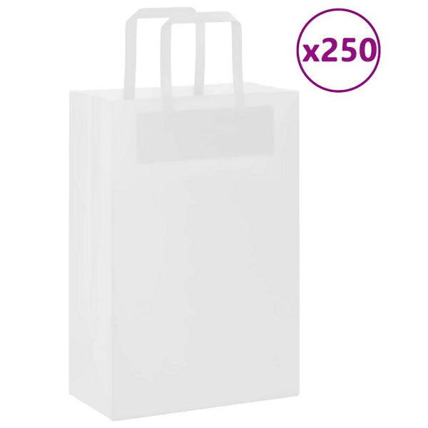 vidaXL Papiertragetaschen 250 Stück mit Henkeln Weiß 21x11x31 cm, 4101840