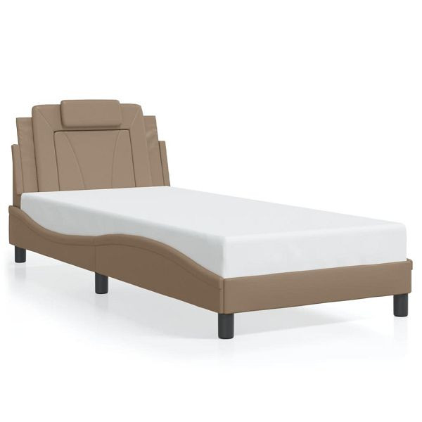vidaXL Bettgestell mit LED Cappuccino-Braun 90x200 cm Kunstleder, 3213998