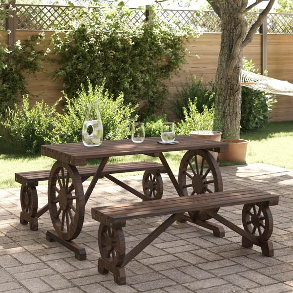 vidaXL 3-tlg. Garten-Essgruppe Massivholz Tanne, 3207138