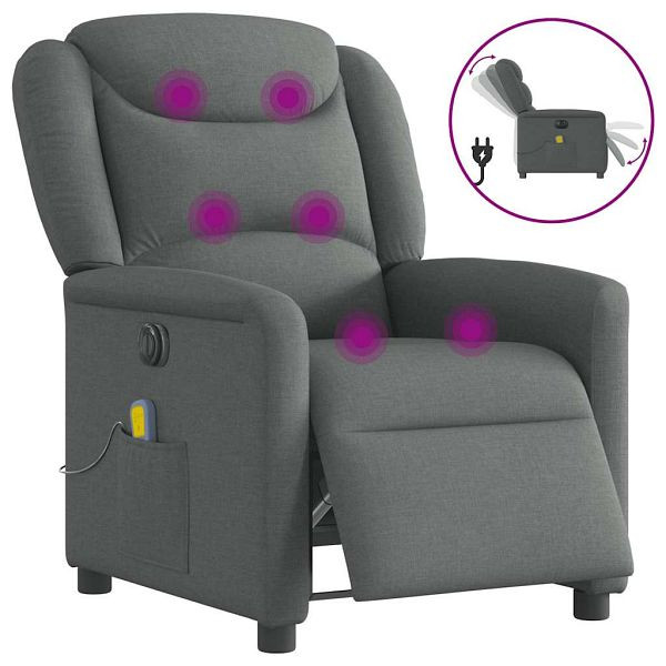 vidaXL Massagesessel Elektrisch Dunkelgrau Stoff, 3303185