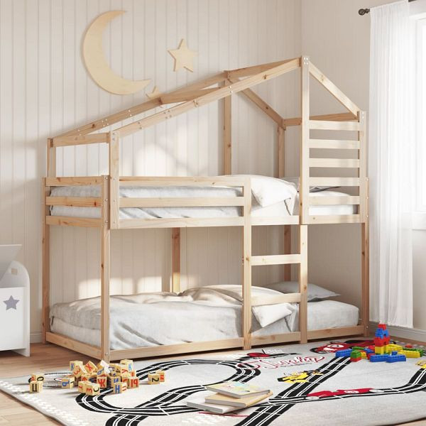 vidaXL Etagenbett mit Dach 75x190 cm Massivholz Kiefer, 3281967
