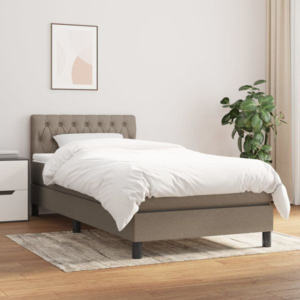 vidaXL Boxspringbett mit Matratze Taupe 100x200 cm Stoff, 3140277