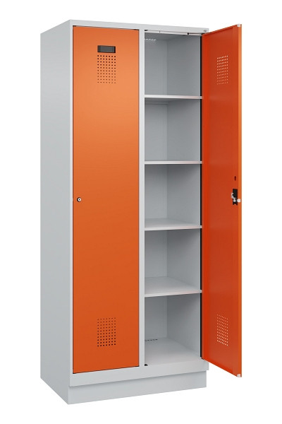 C+P Wäsche-Spind Evolo PLUS, mit Sockel, 2 Abteile, 1950x800x500mm, 7035/2004, Verschluss Zylinderschloss, Ablageböden 8, 049020-22B S10029