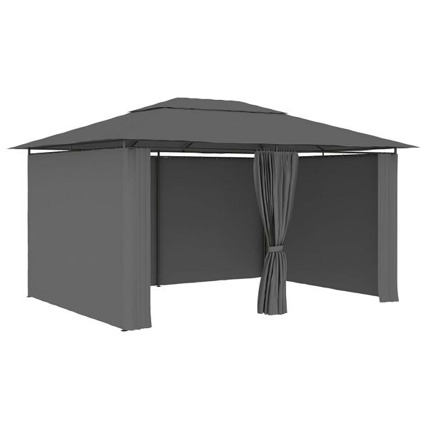 vidaXL Gartenpavillon mit Vorhängen 4 x 3 m Anthrazit, 47960