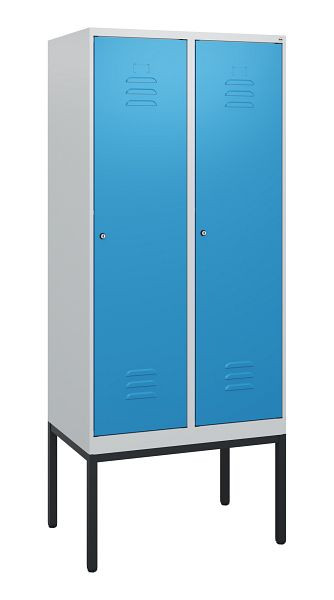 C+P Umkleidespind Classic PLUS, Gestell, 2 Abteile, 1950x800x500mm, 7035/5012, Zylinderschlösser, 0800305-22 S10019